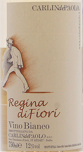 Этикетка Вино ординарное "Карлин де Паоло Реджина ди Фиоре " белое сухое креп 12%,  ёмк 0,75л.