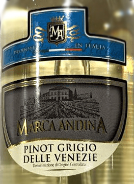Этикетка Вино сортовое ординарное "Marca Andina Pinot Grigio"/"Марка Андина Пино Гриджио" 2021г белое сухое,  креп 12%, емк 0,75л