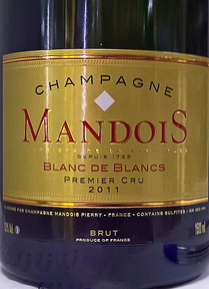 Этикетка Шампанское Мандуа Блан де Блан 2011, белое брют, 1.5 л