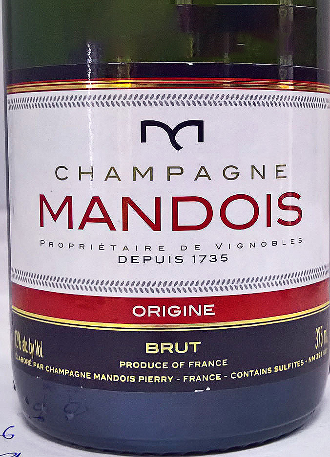 Этикетка Шампанское Мандуа Брют Орижин, белое брют,  0.375 л