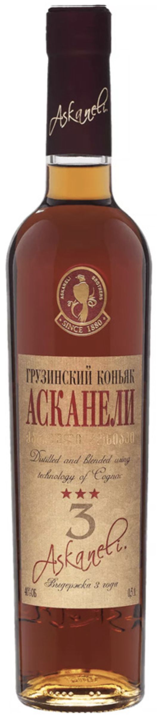 Коньяк Асканели трехлетний 0,5л алк.40%